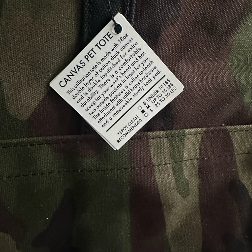 Love Thy Beast- Waxed Camouflage Canvas Pet Tote Bag